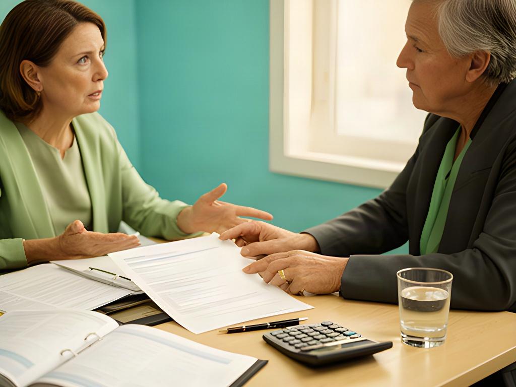 Cliente consultando documentos de jubilación con un asesor financiero