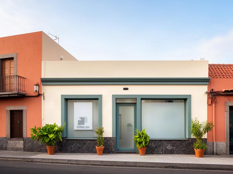 Fachada de una oficina financiera en Santa Cruz de la Palma durante una mañana luminosa