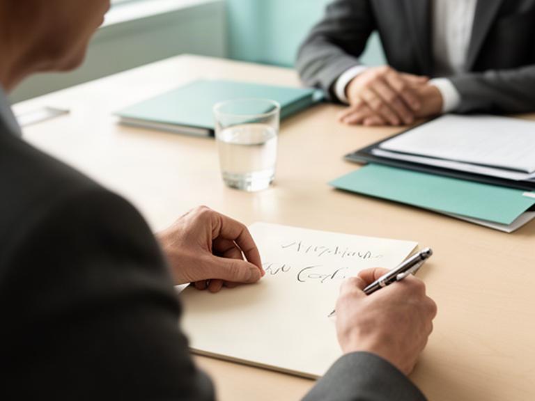 Persona tomando notas durante una consulta financiera en una sala tranquila de Santa Cruz de La Palma
