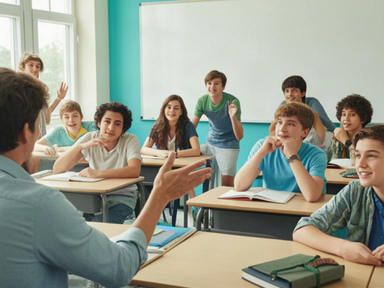 Profesional impartiendo una charla de educación financiera a estudiantes de un instituto de La Palma