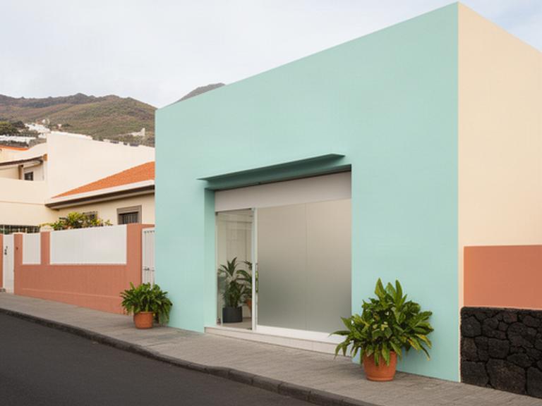 Fachada de la oficina de Clemente & Camacho Inversión S.L. en Breña Alta, con acceso visible desde una calle tranquila de Santa Cruz de la Palma