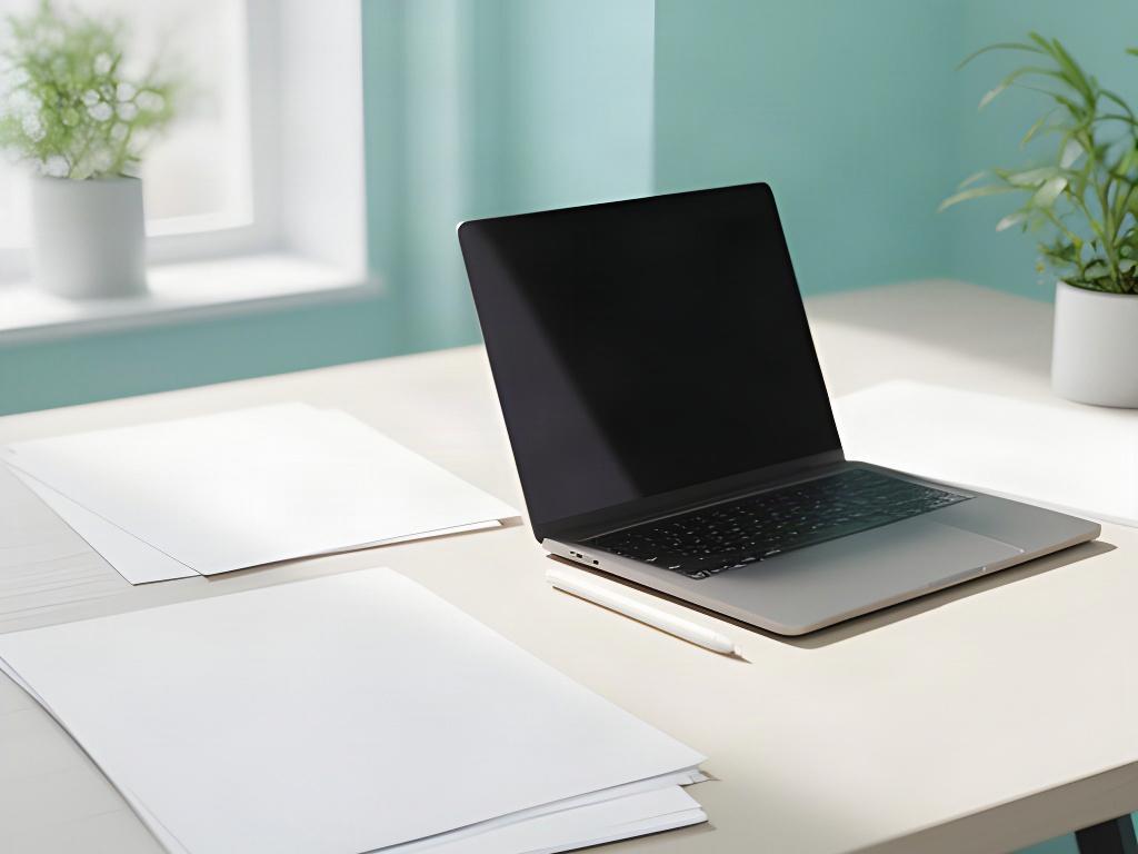 Documentos de privacidad junto a un ordenador en una mesa de trabajo luminosa